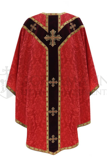 Red Semi Gothic Chasuble model 784 14854 - Vestments24.com